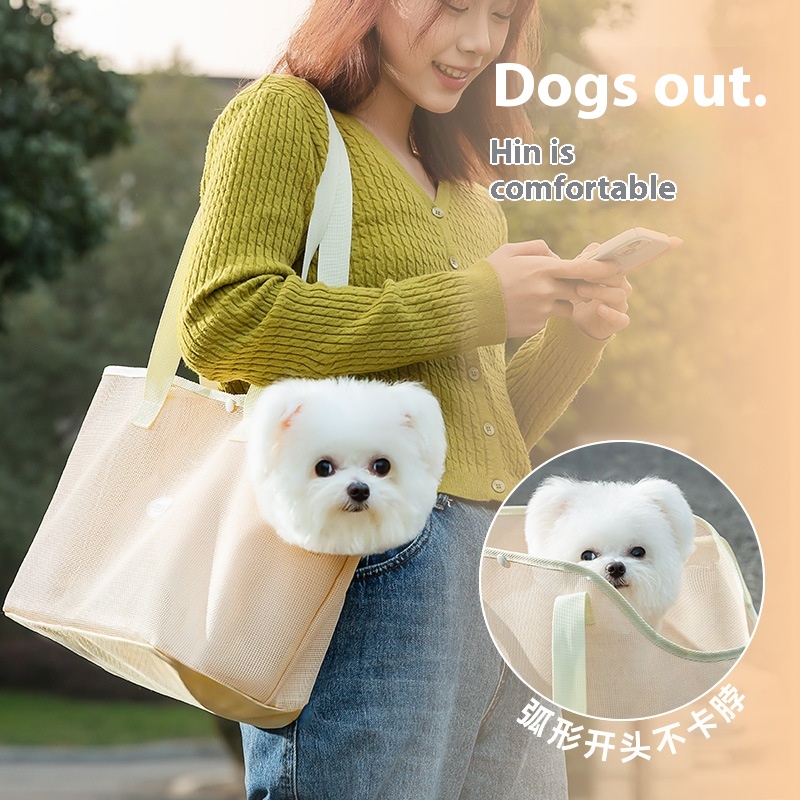 Summer Simple Mesh Breathable Dog Bag To Prevent Dogs From Breaking Free When Going Out Pet Bag One-shoulder Lightweight Cat Bag Small Dog Supplies