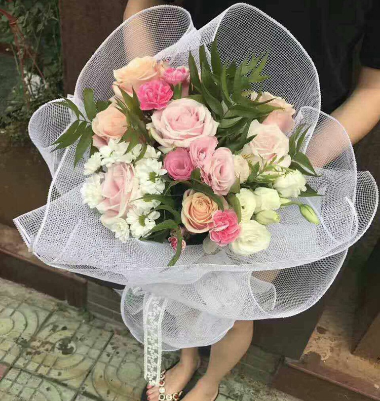 Flower Packaging Mesh White Black Gray Flower Packaging Mesh Flower Art Flower Shop Bouquet Packaging Materials