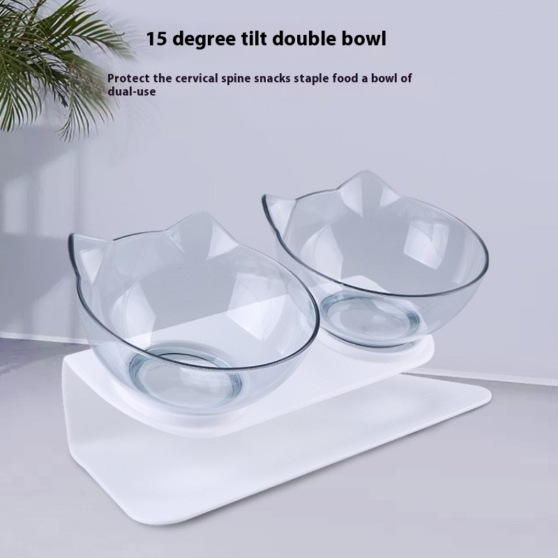 Popular Cat Bowl15 Degree Oblique Large Diameter Three-piece Bowl To Protect The Cervical Vertebrae And Prevent Tipping Over Dog Supplies Pet Bowl