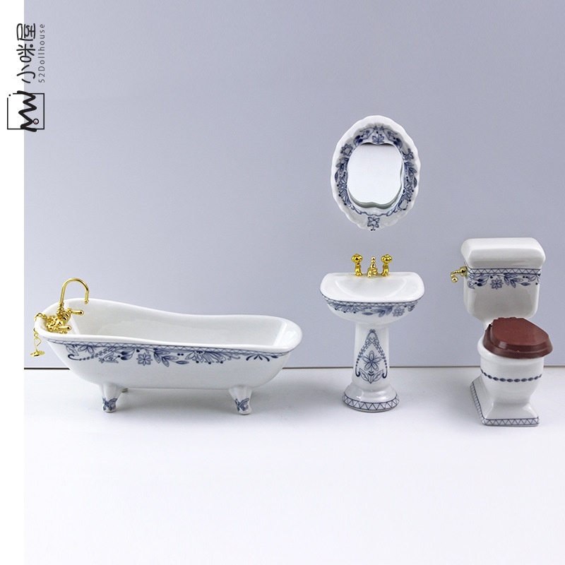 52 DOLLHOUSEDoll House Accessories Miniature Shooting Props Scene Model Bathroom Ceramic Set CW001