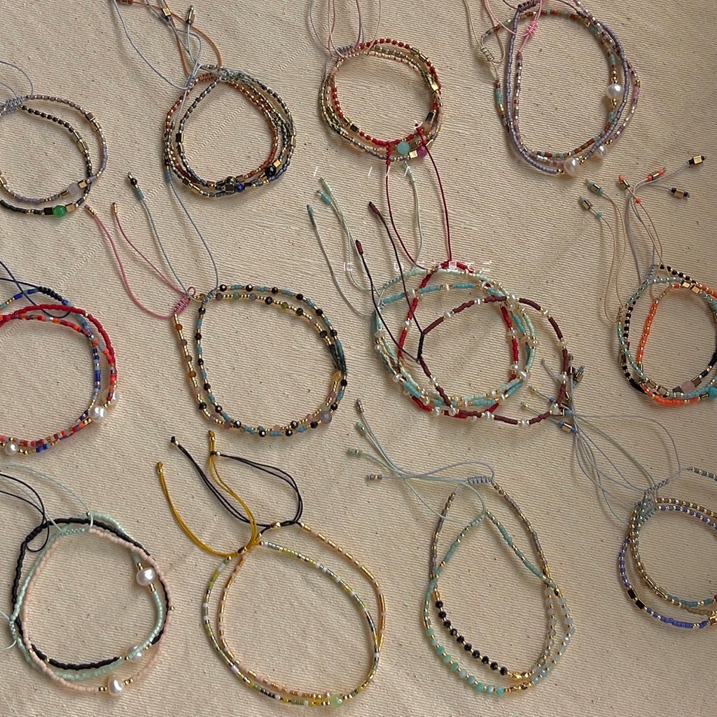 Explosions [Lucky]]! Japanese Rice Beads Natural Stone Elements Small Bracelet Girls Simple Cute Hand Rope Gift