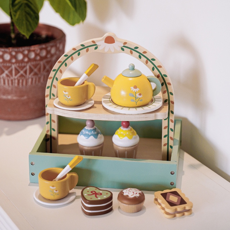 Products Children's Simulation House Tea Set Dessert Set Cake Kindergarten Role-playing Wooden Toys