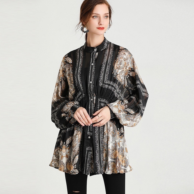 Large Size Women's Tops For Women Spring Style Fashionable And Stylish Waist Slimming Fat Girl Silk Satin Shirt For Women