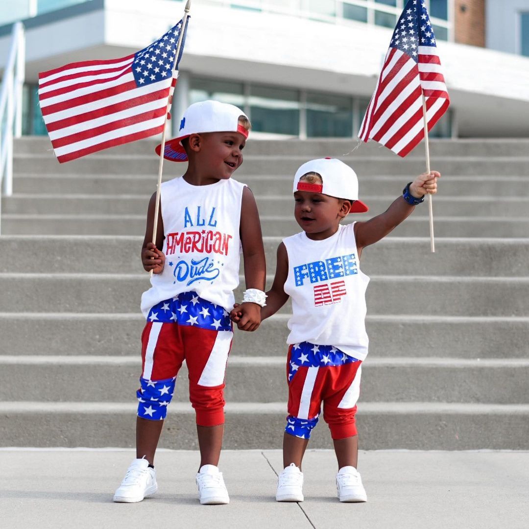 Independence Day T-shirt Star Stripe Sleeveless Two-piece Trouser Set