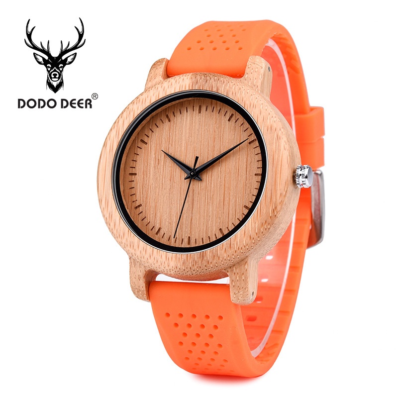 DODODEERWooden Watch Simple Fashion No Scale Silicone Strap B15