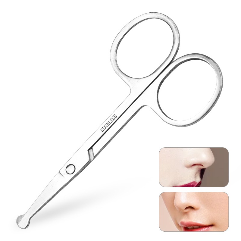 SMirror Stainless Steel Nose Hair Scissors Round Head Small Scissors Makeup Tools Multifunctional Eyebrow Trimming Scissors