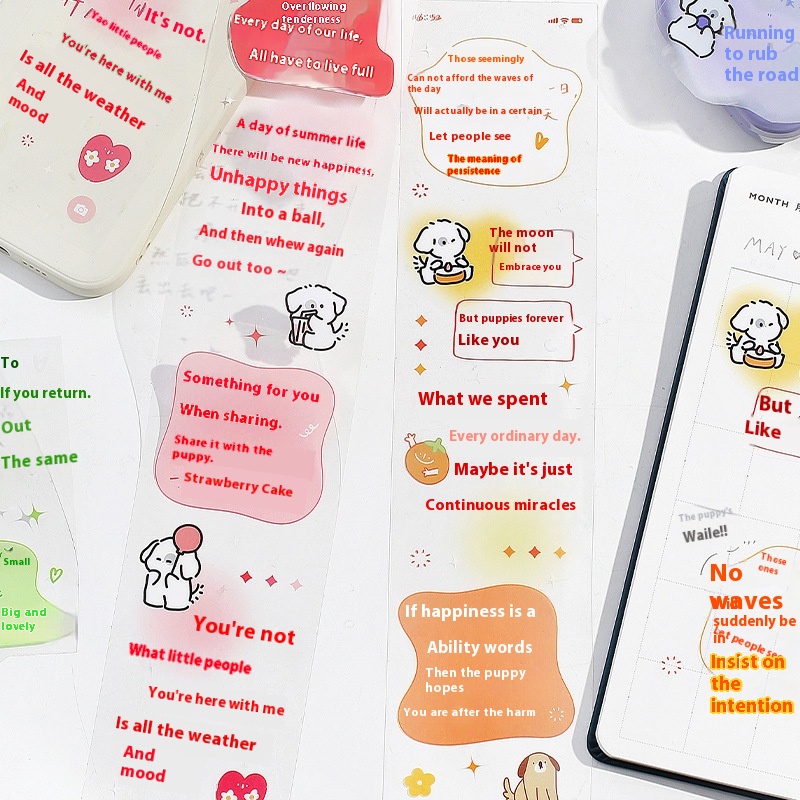 The Lover Of Letters P E T Packaging Strips Are Today’s Happy Puppy Series Of6 Creative And Cute Handbook Materials.