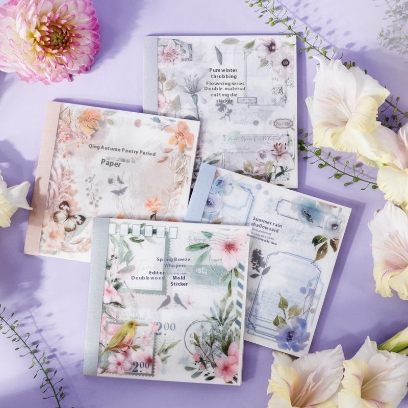 Tomato Sauce Writing Flowering Series Sticker Book Retro Literary Plant Label Diy Handbook Base Decoration Sticker