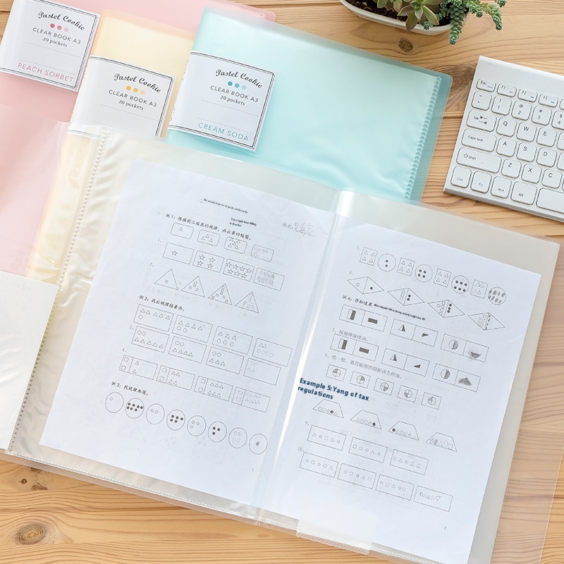 Japan's KOKUYOA3 Folding Multi-functional Information Book Student Test Paper Clip8-open Transparent File Folderert Volume