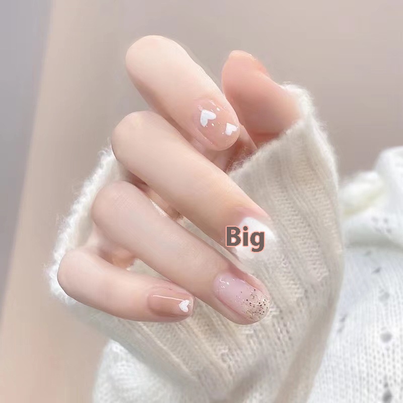 Nude Love Starlight Fairy Bow Nail Stickers Wearable Nails Fake Nails Finished Nail Stickers Nails