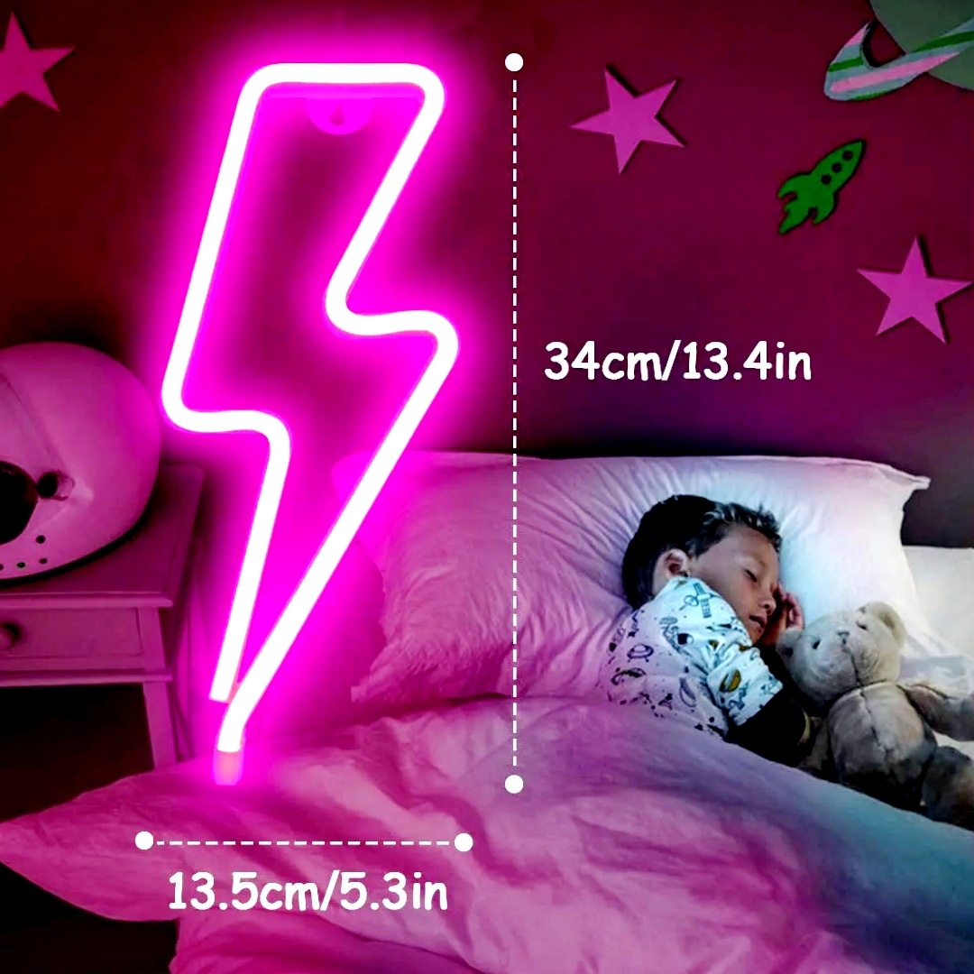 Hot LEDShape Light Lightning Neon Light Holiday Home Festive Bedroom Room Atmosphere Light