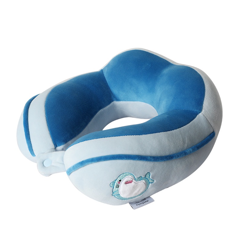 Camelback U-shaped Pillow Cartoon Shark Embroidery Office Nap Neck Pillow Travel Portable Neck Pillow
