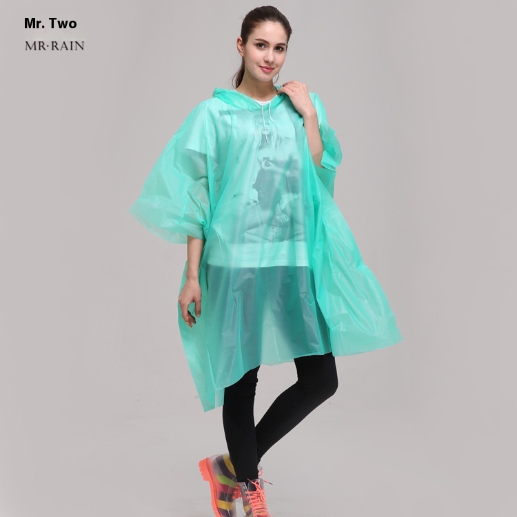 Peva Disposable Raincoat Sleeveless Hooded Raincoat Cape Fashionable Frosted Thickened Raincoat Outdoor Travel Supplies