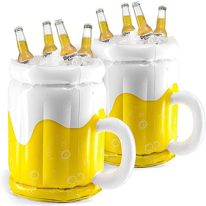 Inflatable Beer Mug Outdoor Portable Ice Bucket Beach Pool Party Beer Cooler Ice Cube Refrigerated Inflatable Supplies