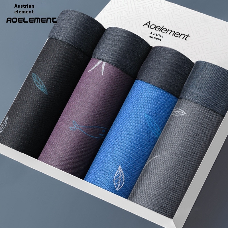 4 Packs Of Men's Underwear Breathable Boxer Briefs Mid-Rise Boxer Briefs Thin U-convex Sexy Underpants