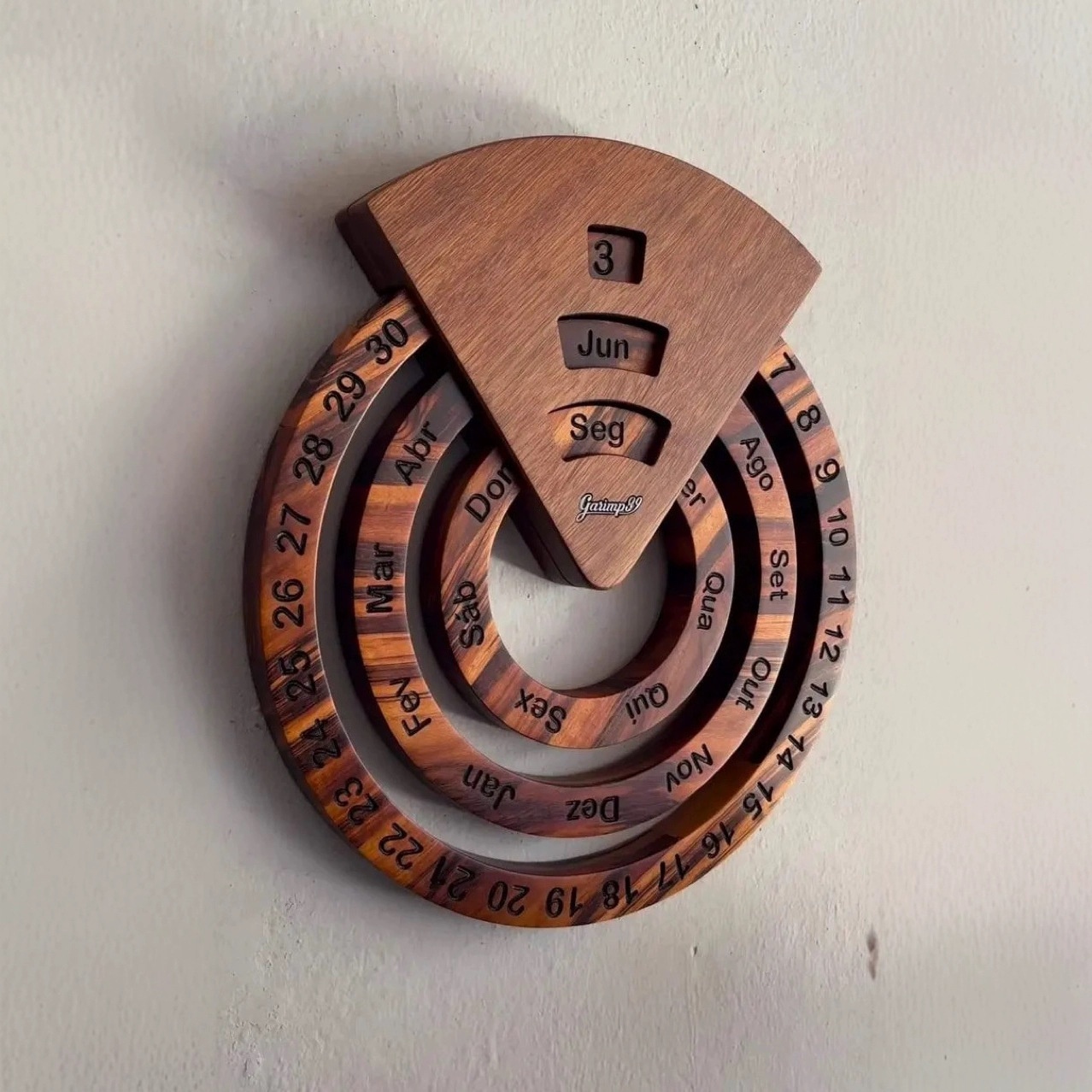 Wooden Perpetual Calendar Round Rotating Calendar Calendar Table Basswood Calendar Crafts Ornaments