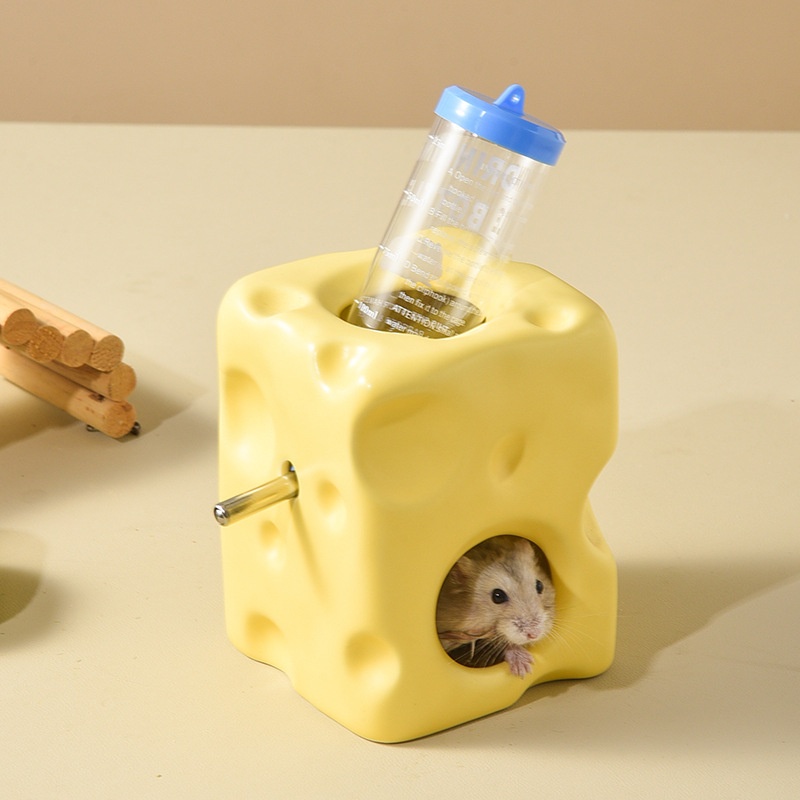 Cheese Hamster Water Bottle Drinking Fountain Ceramic Hamster Water Bottle Water Feeder