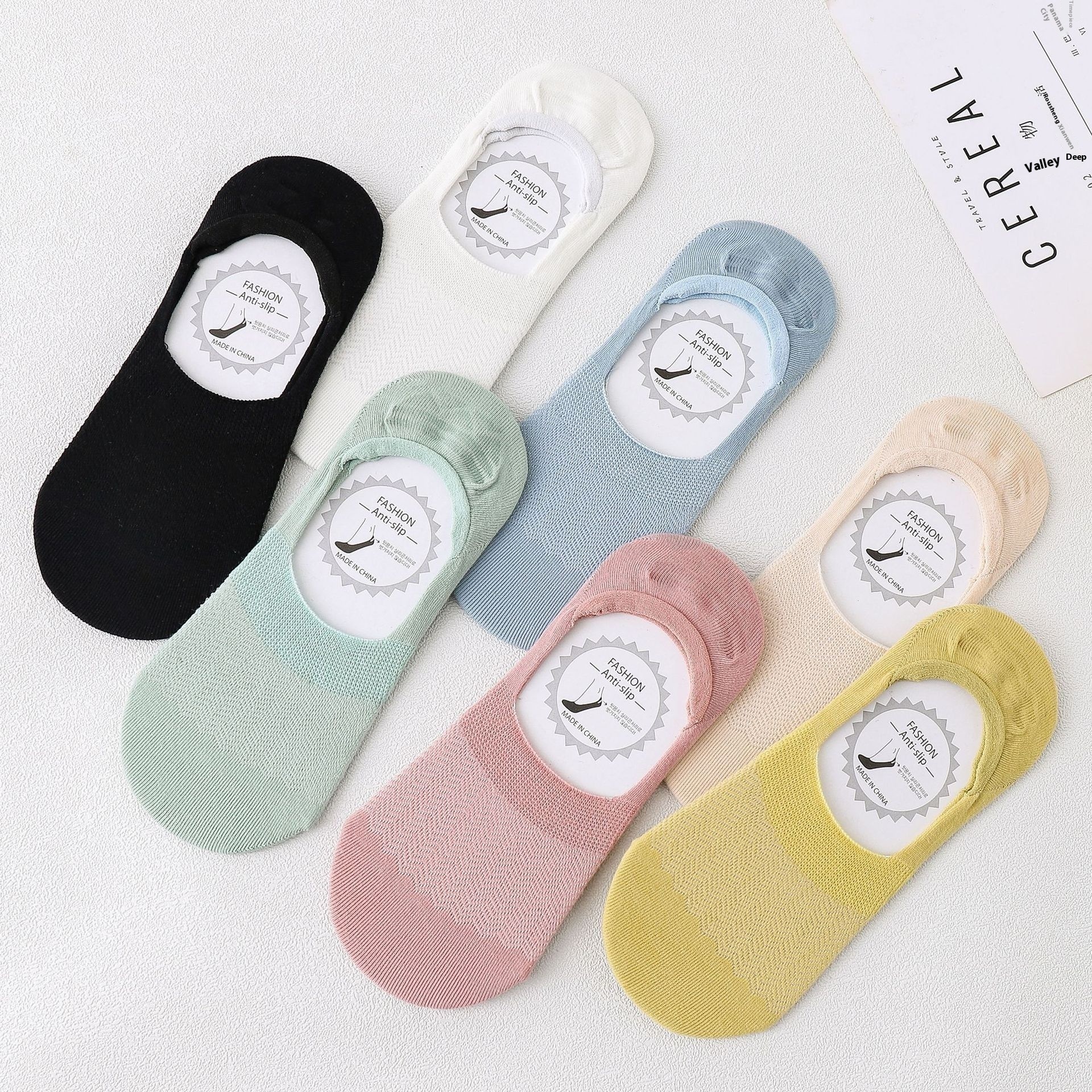 Shallow Invisible Socks For Women Spring And Summer Japanese Hollow Mesh Boat Socks For Women Solid Color Breathable Cotton Short Socks