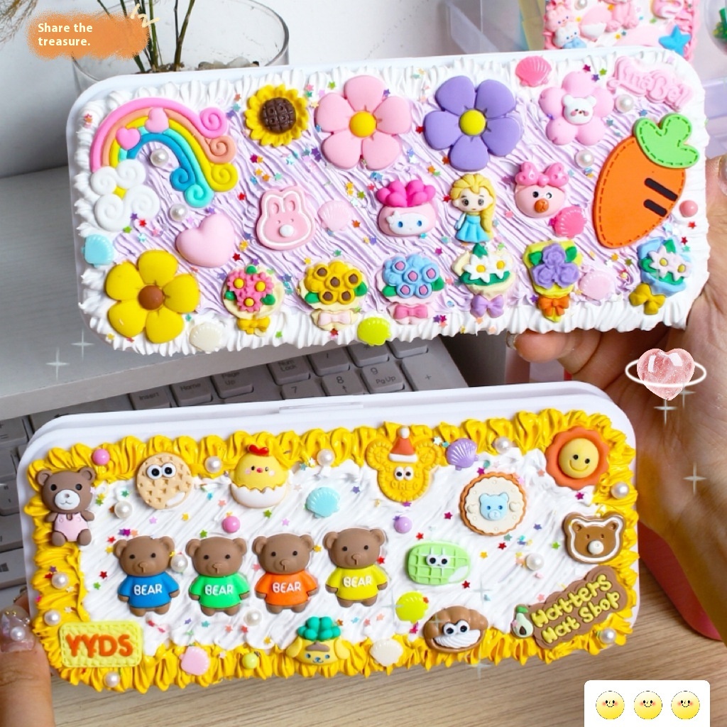 Creative Diy Pencil Box Primary School Student Material Package Homemade Children's Educational Handmade Toys Cream Glue Stationery Box