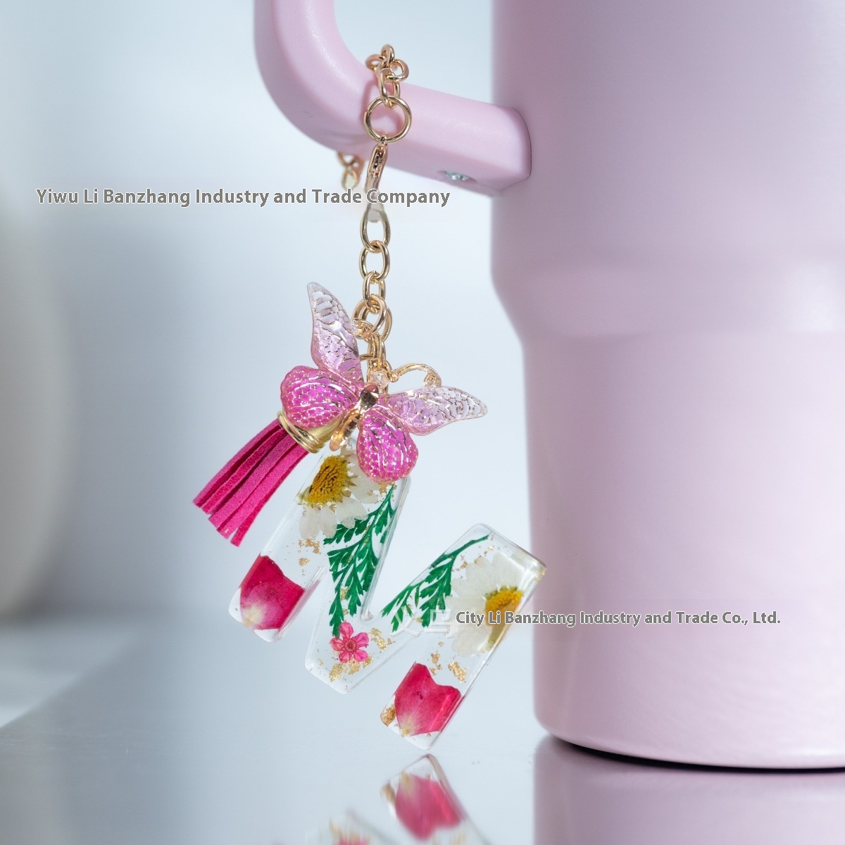 Stanley Creative Flower Letter Key Chain Pendant Cup Chain Butterfly Tassel Pendant Decorative Gift Key Chain
