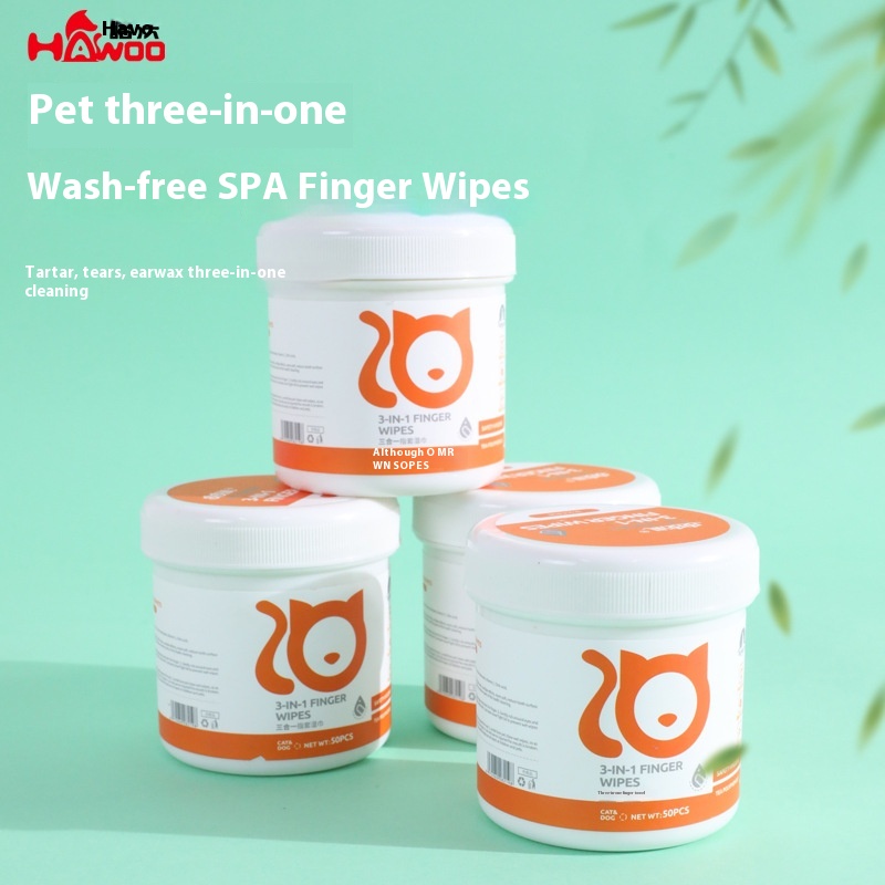 Pet Wipes Cat Finger Sleeves Three-in-one Small Dog And Cat Brushing Tools Universal Pet Wipes50 Pieces