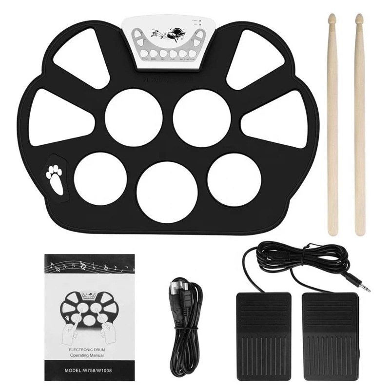 W758 Hand-rolled Drum Set, Neutral Without Horn, Portable Children's Percussiontrument