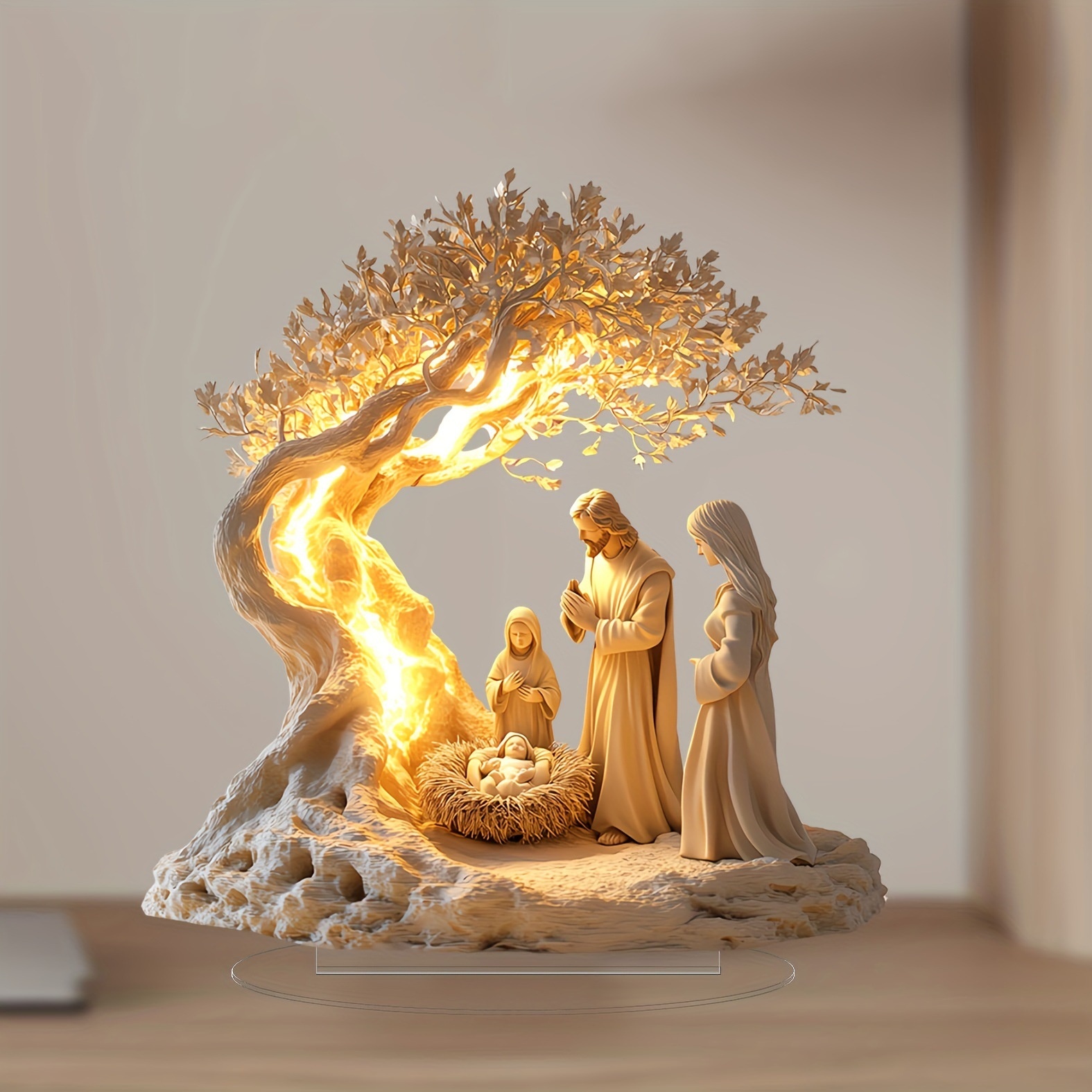 Desktop Decoration Family Statue Jesus Tree Of Life Born Acrylic Desktop Decoration Pendant