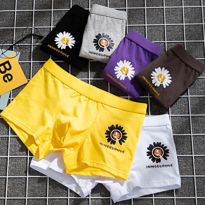 Men's Underwear Pure Cotton Breathable Boxer Briefs Autumn Personality Cute Small Daisy Boxer Briefs