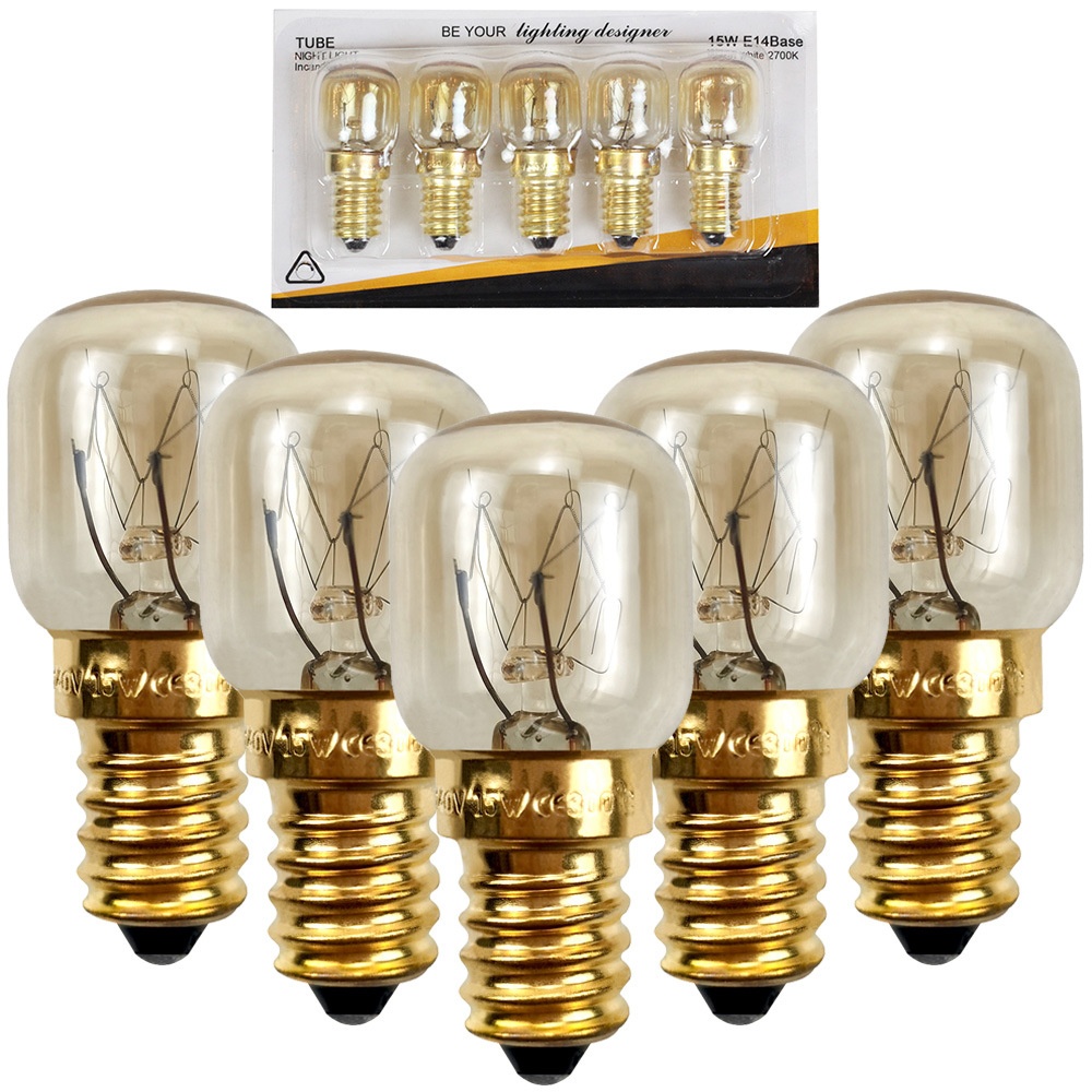 5 Pieces In ABox Oven Light Bulbs Resistant To300°CMicrowave Oven Lamp Salt Crystal Lamp220 VE1415 W25 Watts