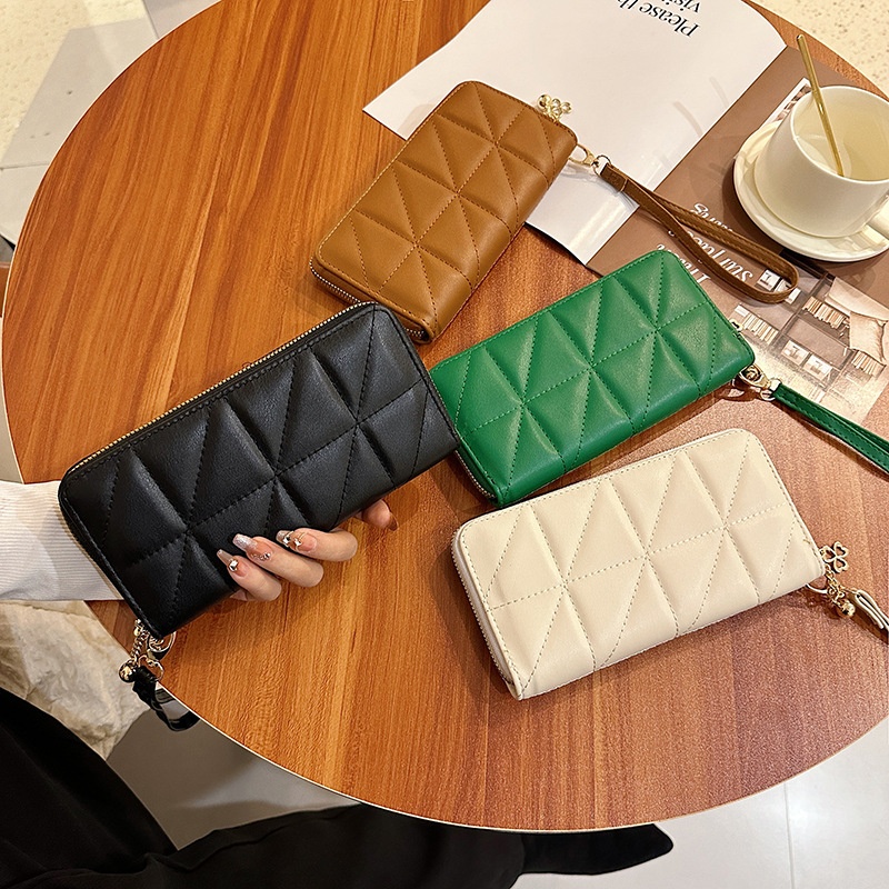 Rhombus Wallet Women's Long European And American Fashion Large Capacity Clutch Zipper Women's Wallet Style