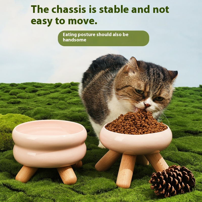 Meoof Food Bowl Water Bowl Gulu Pet Bowl Ceramic Color Dog Feeding Bowl Neck Cat Bowl Pet Supplies Food Bowl