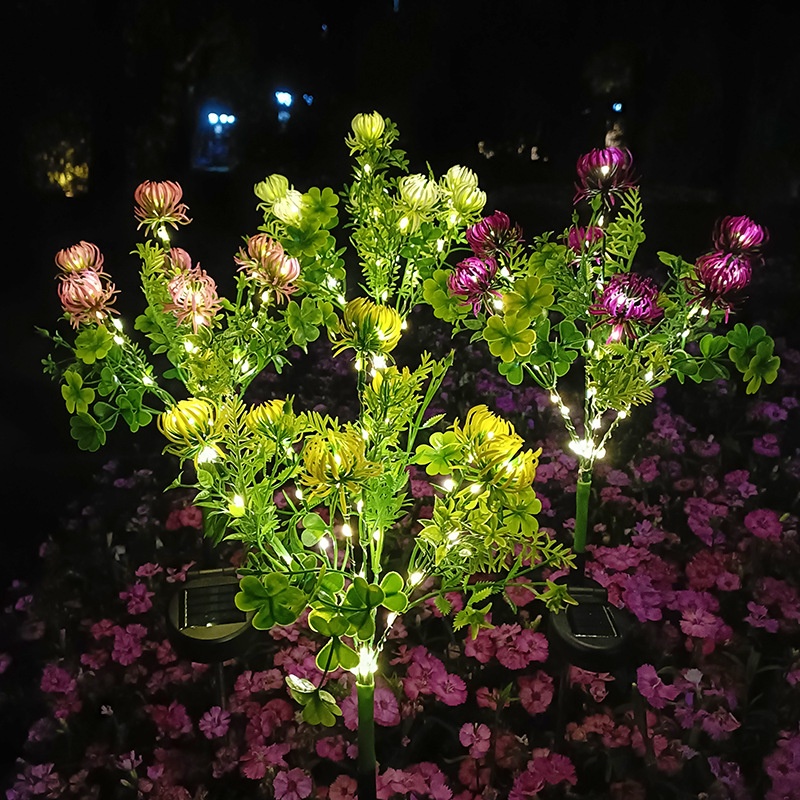 Solar Powered Red Spider Lily Crab Claw Chrysanthemum Simulation Flower Lantern LEDCourtyard Garden Lawn Decoration Outdoor Waterproof Atmosphere Lamp