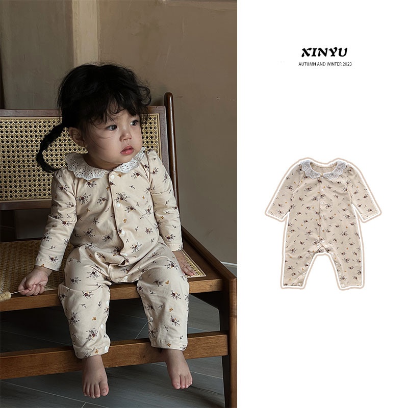 Baby A-type Pure Cotton Jumpsuitborn Clothes Girl Baby Spring Long-sleeved Climbing Clothes Jumpsuit