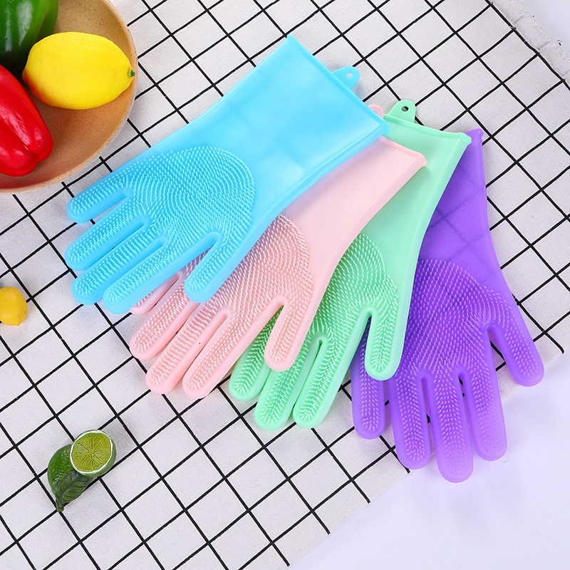 Kitchen Tools Dishwashing Silicone Housework Cleaning Household Gloves Waterproof Heatulation Anti-scalding Hand Clip Magic Gloves