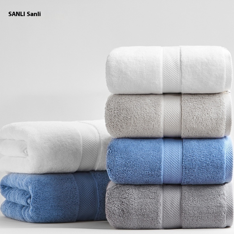[Sanli Bath Towel]Combed Cotton Bath Towel Pure Cotton Thickened800g Bath Towel80*160 Enlarged Adult Bath Towel