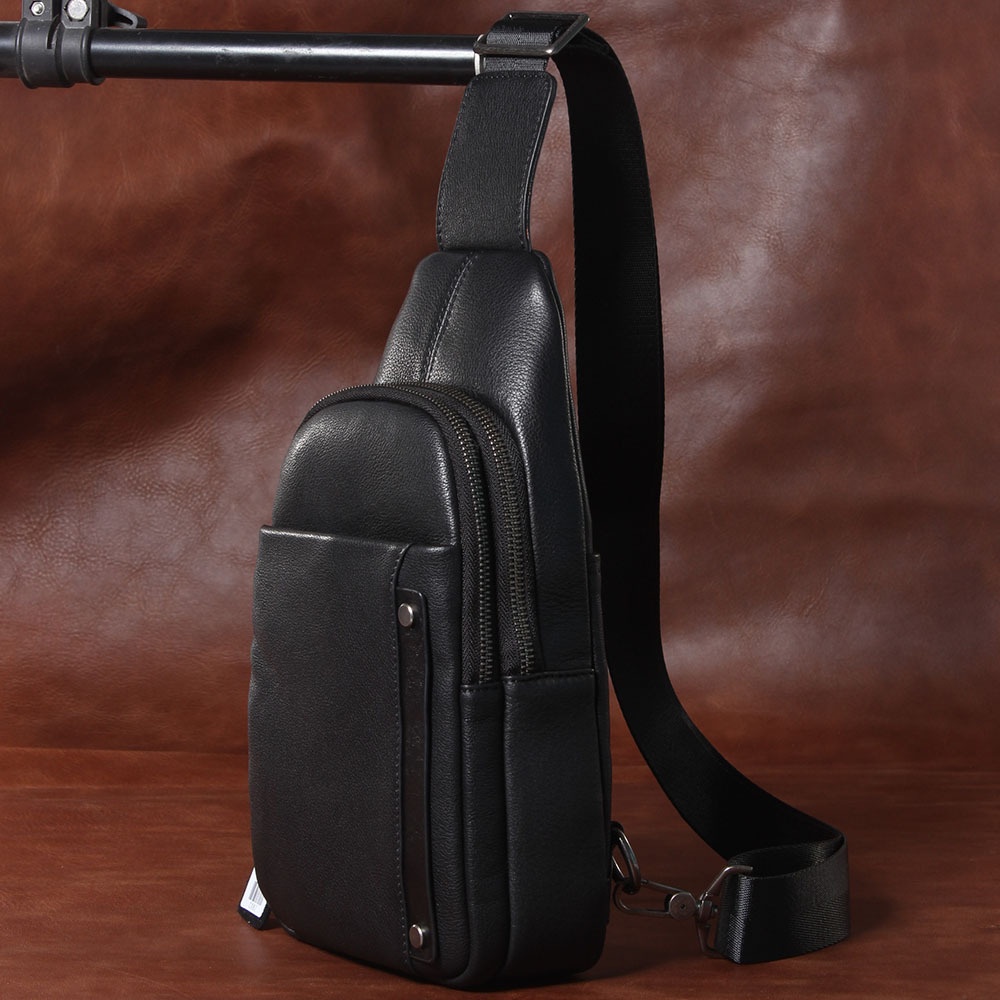 Top Layer Cowhide Men's Chest Bag Genuine Leather Men's Bag Messenger Bag Imported Leather Shoulder Bag Fashion Men's Bag