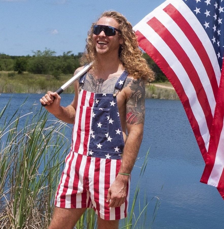 Summer American Independence Day Flag Couple Overalls