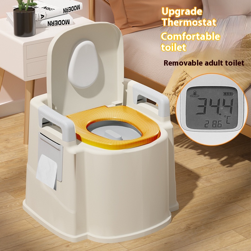 Elderly Toilet Pregnant Women Indoor Mobile Toilet Disabled Toilet Stool Double Armrest Toilet Chair Freetallation