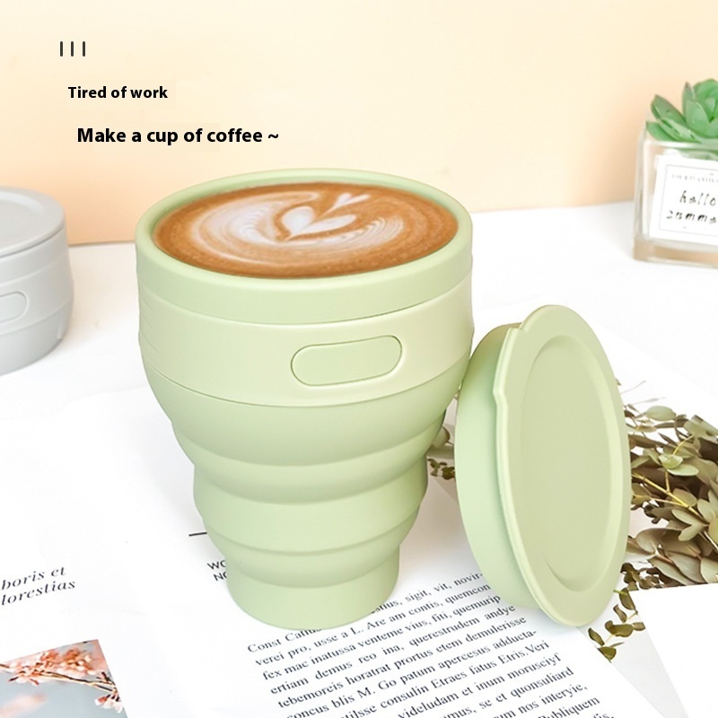 350 MLEnvironmentally Friendly Silicone Coffee Cup Portable High Temperature Resistant Telescopic Water Cup Travel Outdoor Portable Folding Coffee Cup