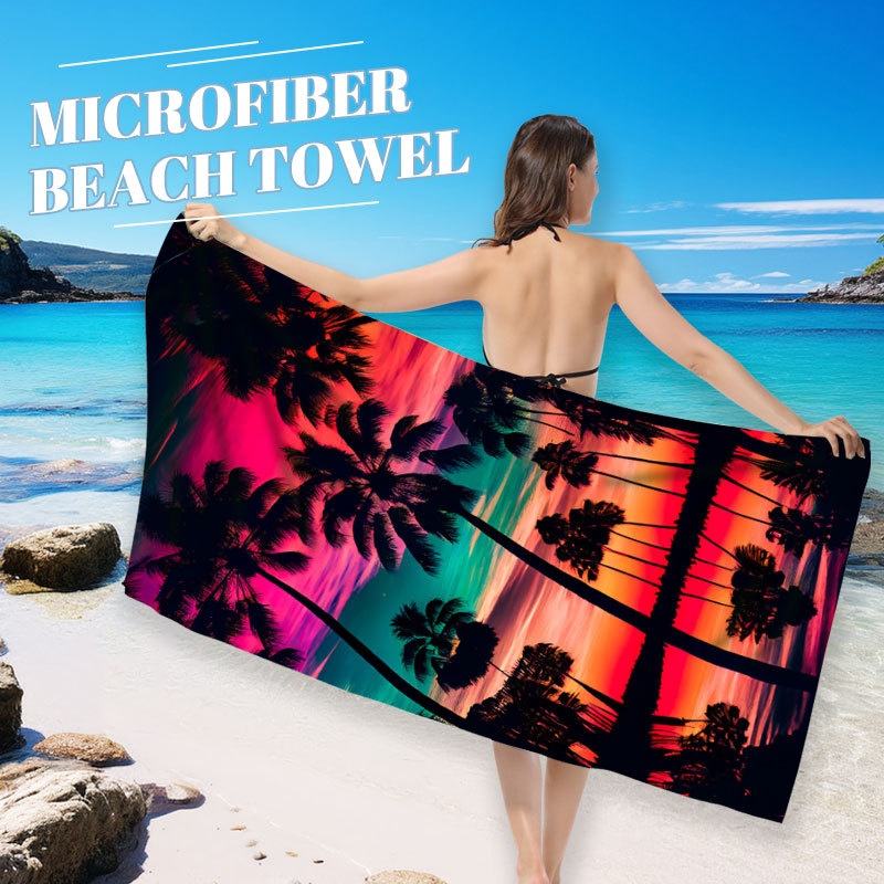 Printed Microfiber Beach Towel Quick-drying Beach Towel Summer Sunscreen Shawl Double-sided Velvet Beach Swimming Bath Towel