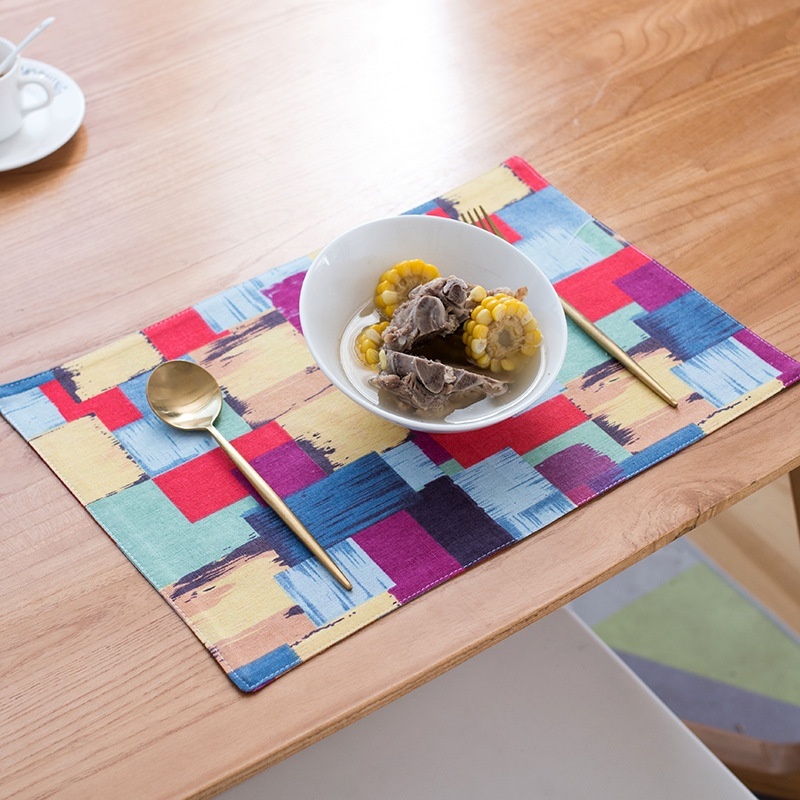 Cotton And Linen Placemats,Tablecloths,Classic Abstract Patterns,Western Napk,Fabriculation Coasters,Japanese Table Mats In Stock