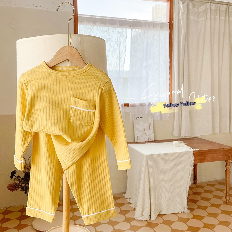 Spring And Autumn Children's Home Clothes Boys Underwear Set Pure Cotton Girls Pajamas Two-piece Set Baby Autumn Clothes Autumn Pants