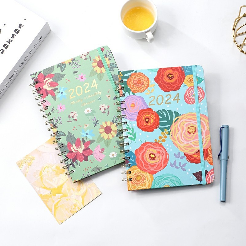 Planner Schedule Flower Diary Coil Notebook Weekly Plan Notebook