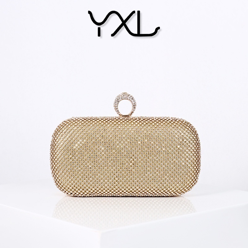 Ring Diamond Evening Bag Women's Clutch Shiny Banquet Bag