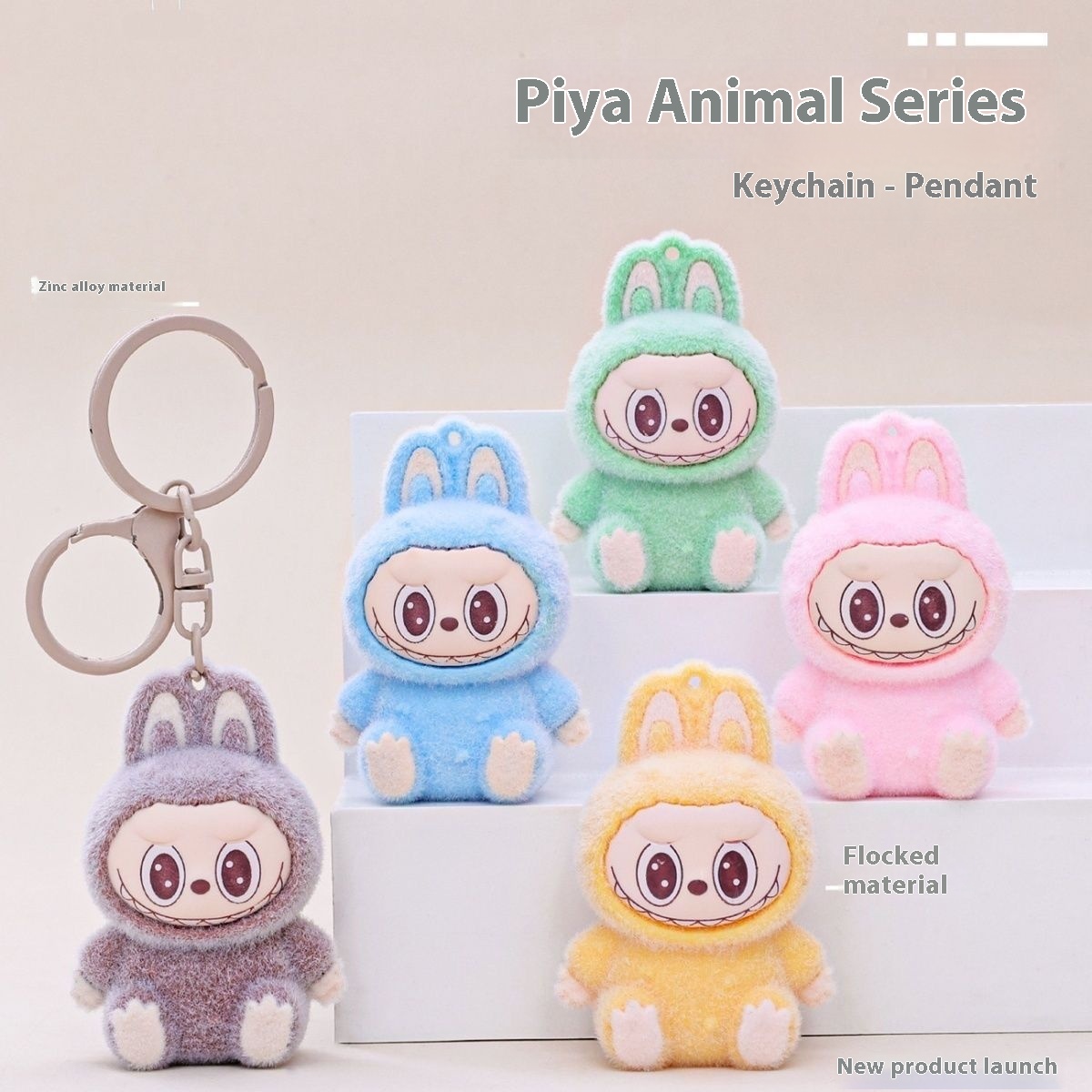Flocked Small Animal Keychain Plush Doll Bag Accessory Creative Small Gift Pendant