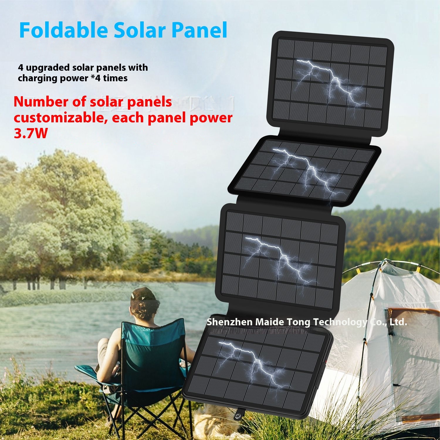 Solar Charging Board High-efficiency Single Crystal Each 3.7W Fast Charging Treasure Mobile Phone Outdoor Folding Mobile Power Generation