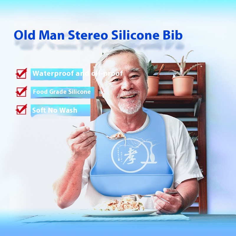 Adult Silicone Bibs Waterproof Large Bibs For Adults To Eat Easy To Clean For Nursing Homes