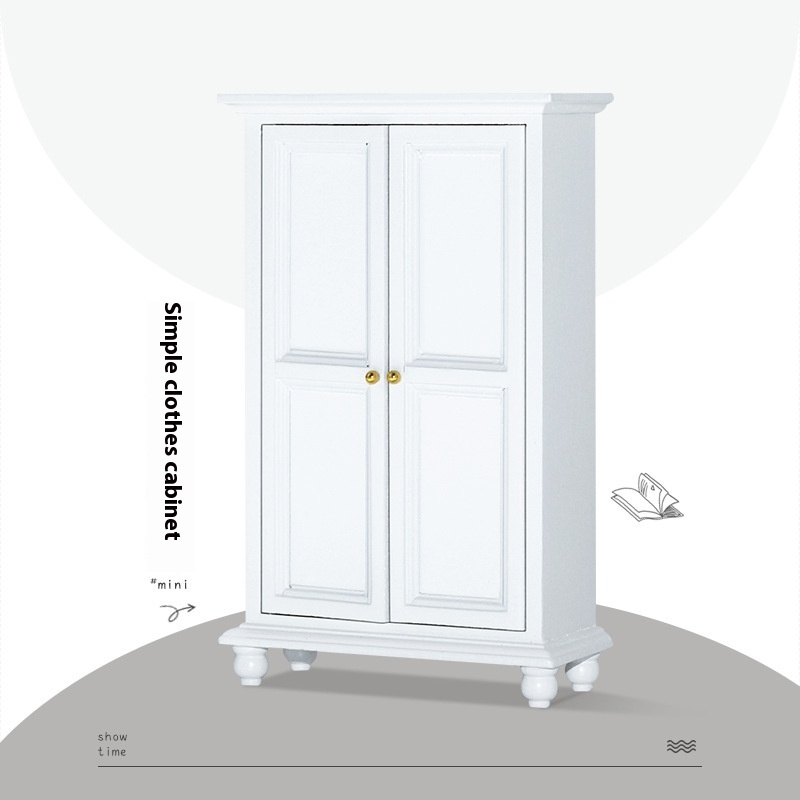 Dollhouse Accessories Toy Model Wooden Furniture Shooting Scene Simple Mini Wardrobe Bedroom Storage Cabinet M154