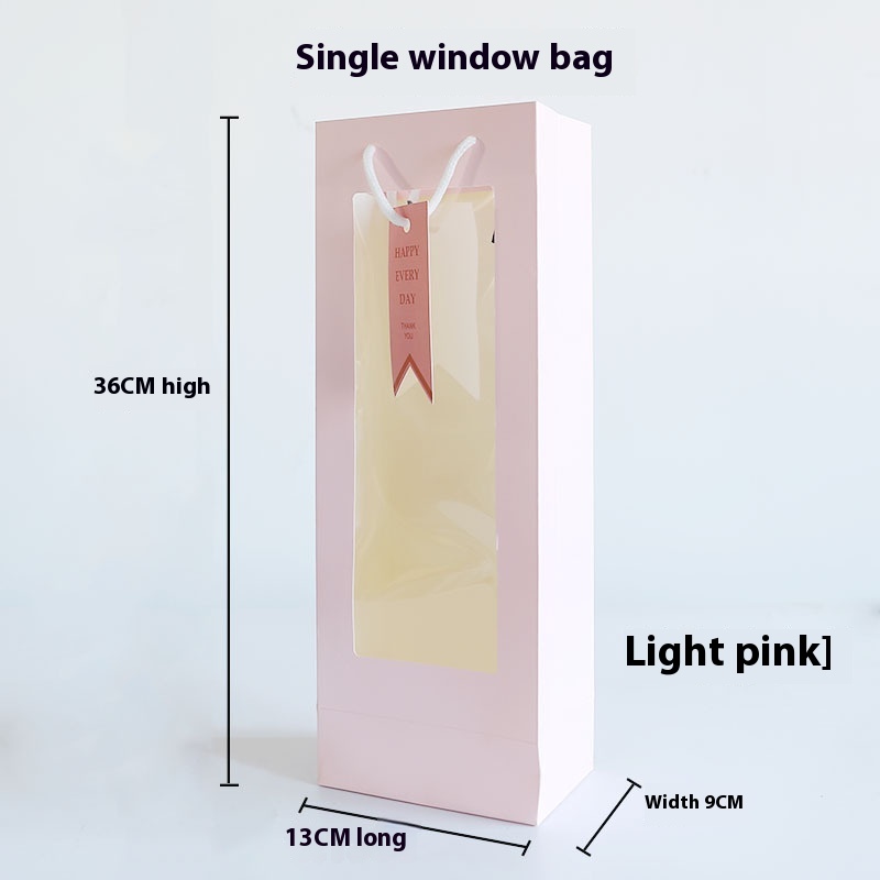 Women's Day Single Handbag Window Transparent Packaging Bag Single Flower Bouquet Gift Bag Rose Flower Bag
