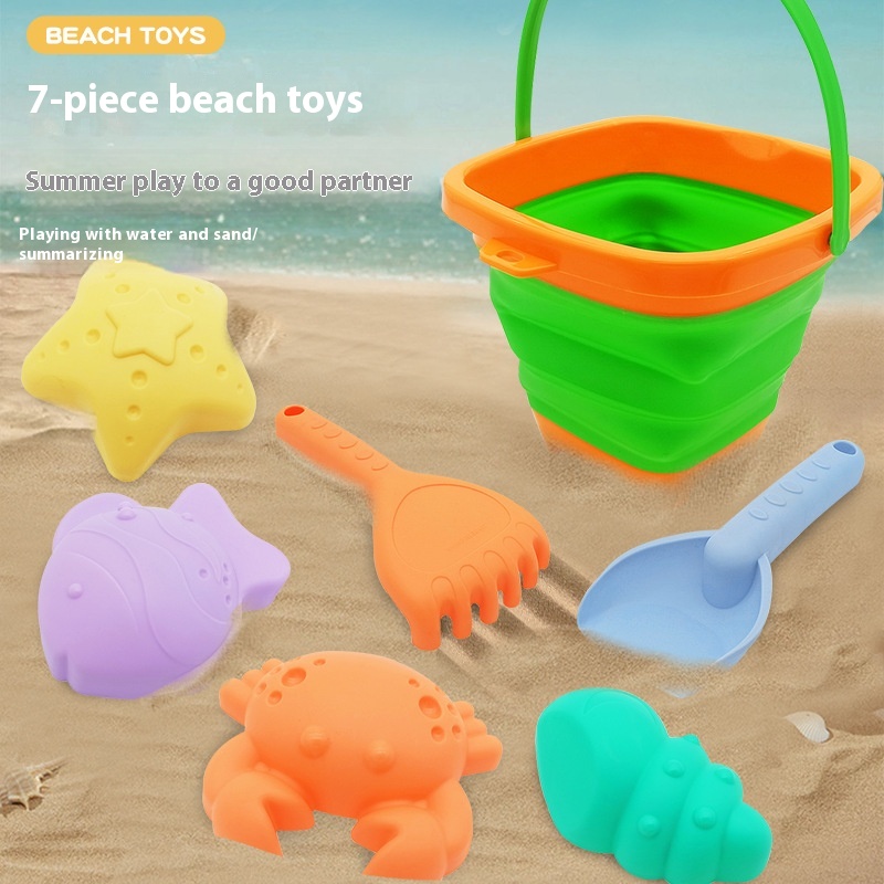 Children's Foldable Beach Bucket Sand Shovel Tool Set Boys And Girls Summer Outdoor Play Sand And Water Toys